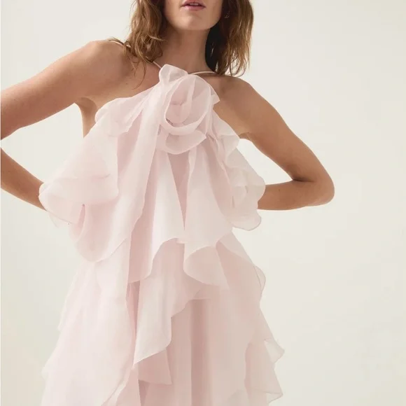 Aje | Dresses | Aje Pink Asymmetrical Ruffled Sundress | Poshmark